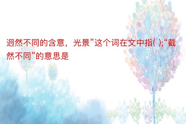 迥然不同的含意，光景”这个词在文中指( );“截然不同”的意思是