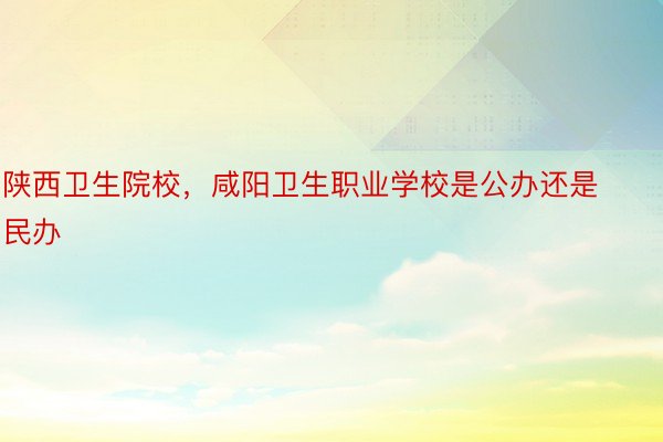 陕西卫生院校，咸阳卫生职业学校是公办还是民办