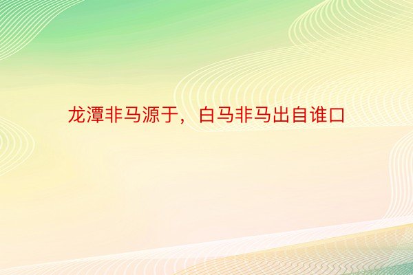 龙潭非马源于，白马非马出自谁口